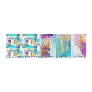 Amostra de papel de parede Premium Canvas - Uma alegre coposição de camadas - Abstração, Pedaço, Pintura - 100x30 cm