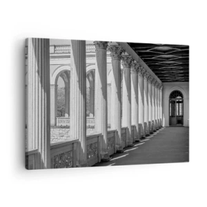 Quadro em tela - Colunata de estilo clássico em preto e branco - 70x50cm - Arcada ensolarada - Decoração de parede moderna para a sala de estar e quarto ARTTOR