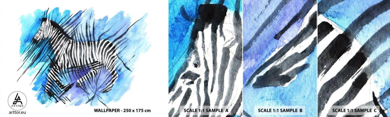 Amostra de papel de parede autocolante Deluxe Sticker - Escondida sob as listras - Animais, Costelas, África - 100x30 cm