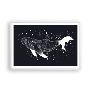 Pôster em moldura branca - No oceano do universo - 91x61 cm