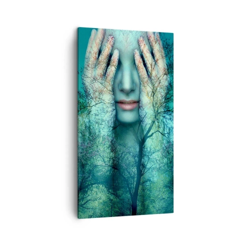 Quadro em tela - Imersa em azul - 45x80 cm
