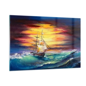 Quadro em vidro - Corajosamente contra as ondas - 120x80 cm