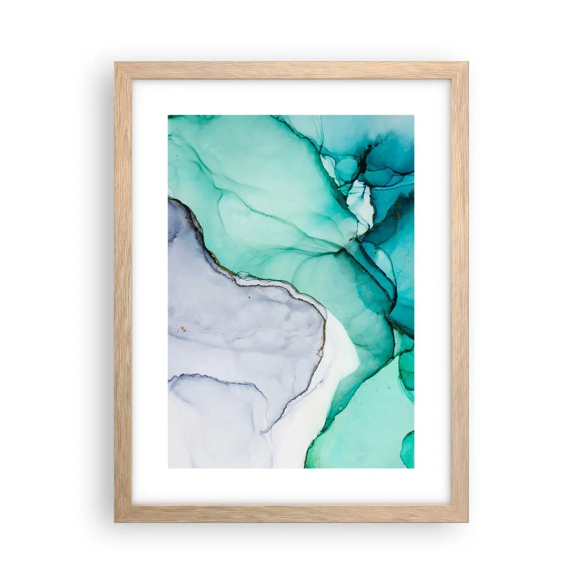 Pôster com moldura de carvalho claro - Estudo em turquesa - 30x40 cm