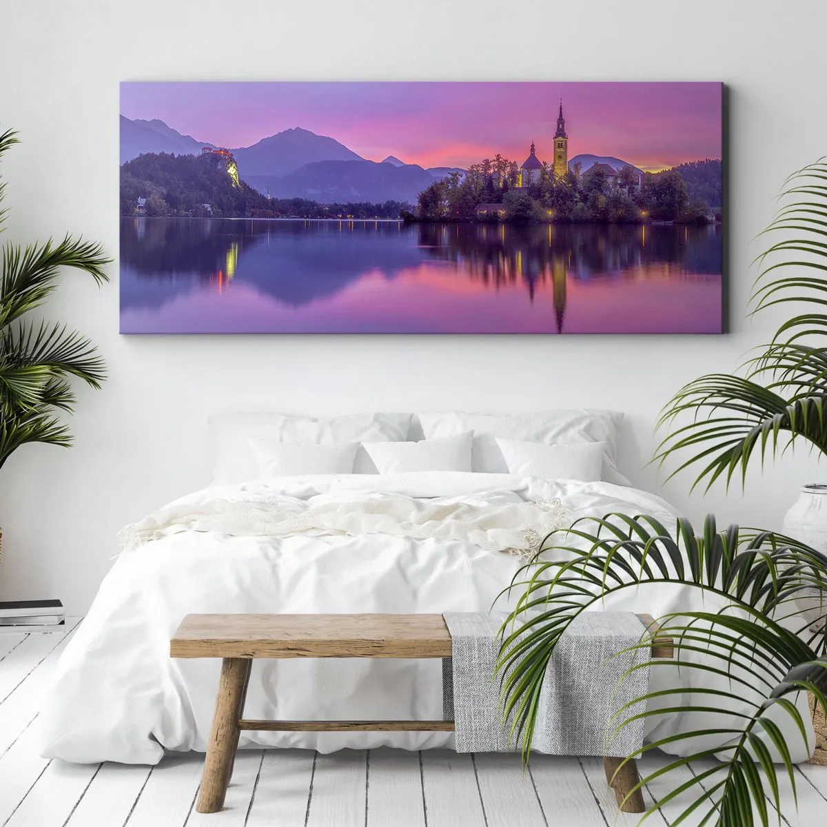 Quadro em tela - Ilha de conto de fadas ao anoitecer - 160x50 cm