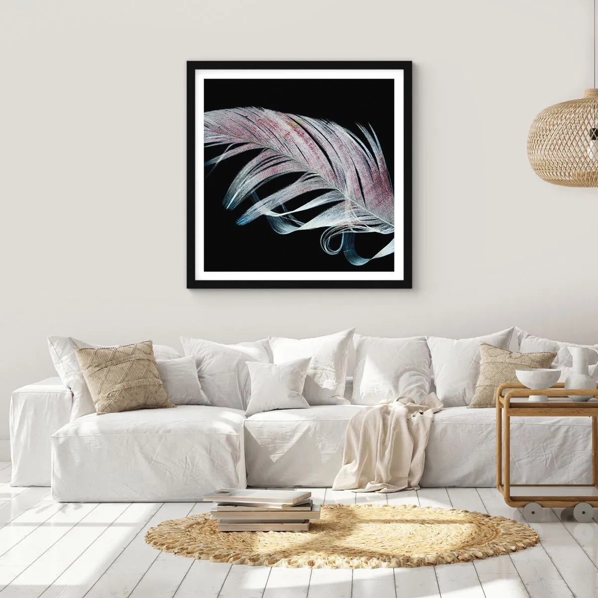 Pôster com moldura preta - Pense no toque - 50x50 cm