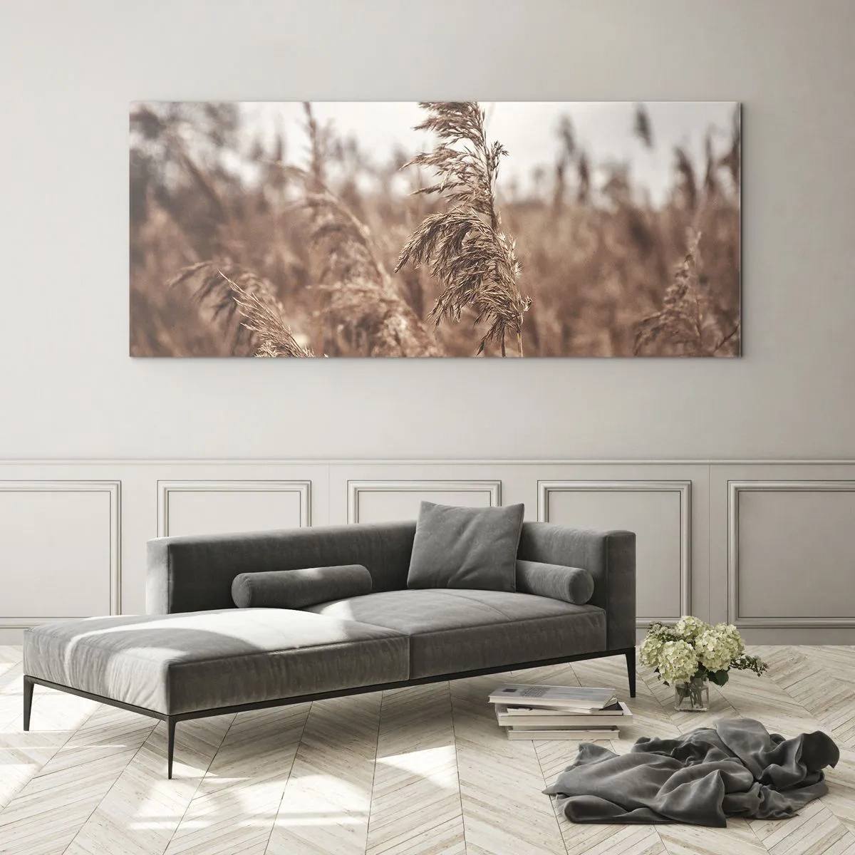 Quadro em vidro - O outono já chegou ao campo - 140x50 cm