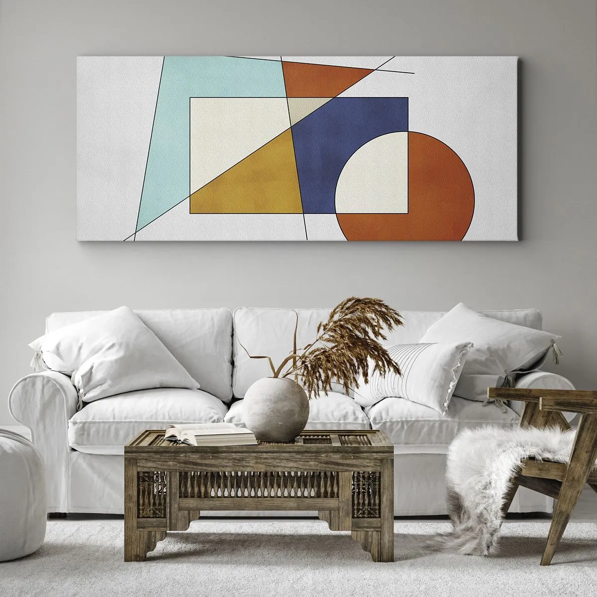 Quadro em tela - Abstração: diversão modernista - 100x40 cm