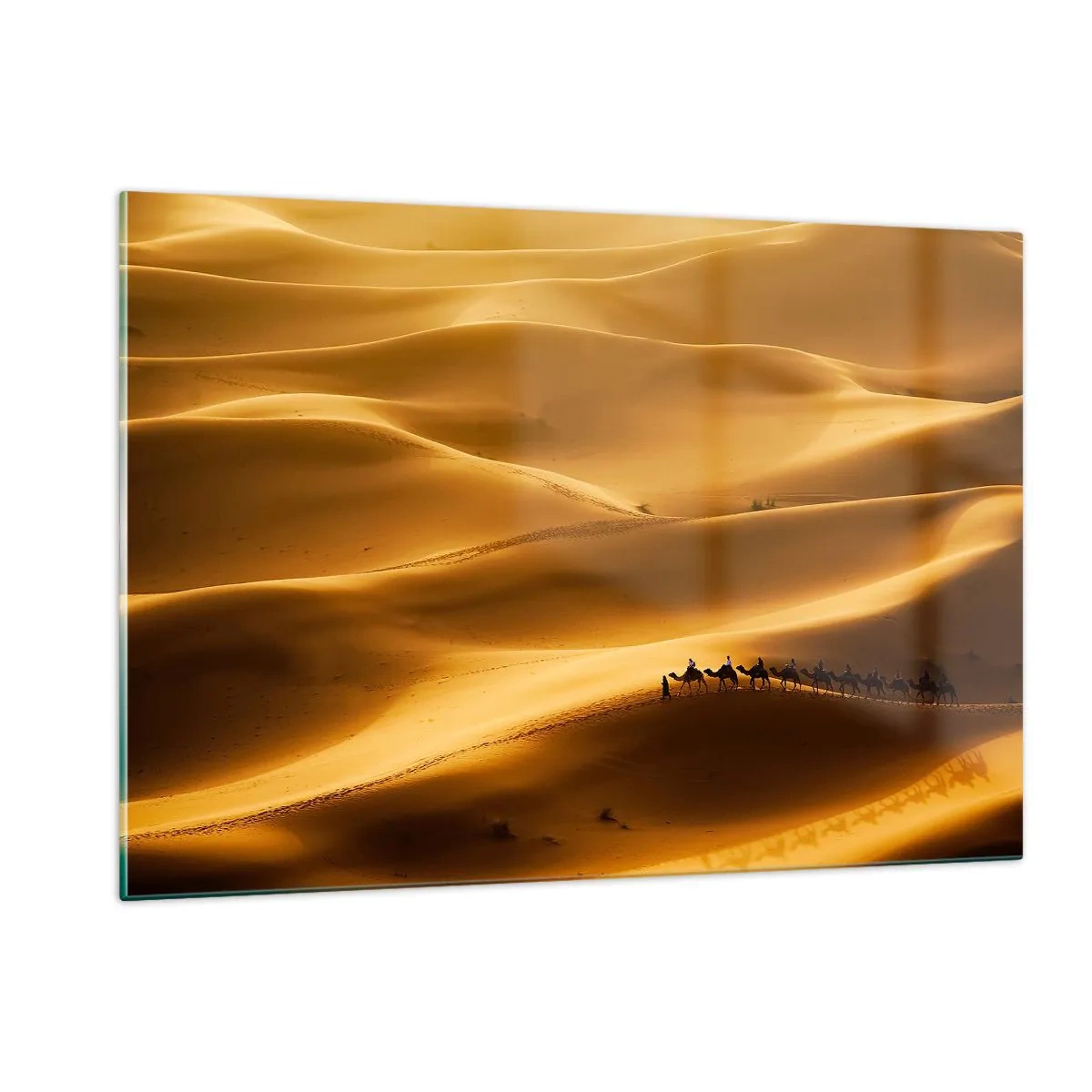 Quadro em vidro - Caravana nas ondas do deserto - 120x80 cm