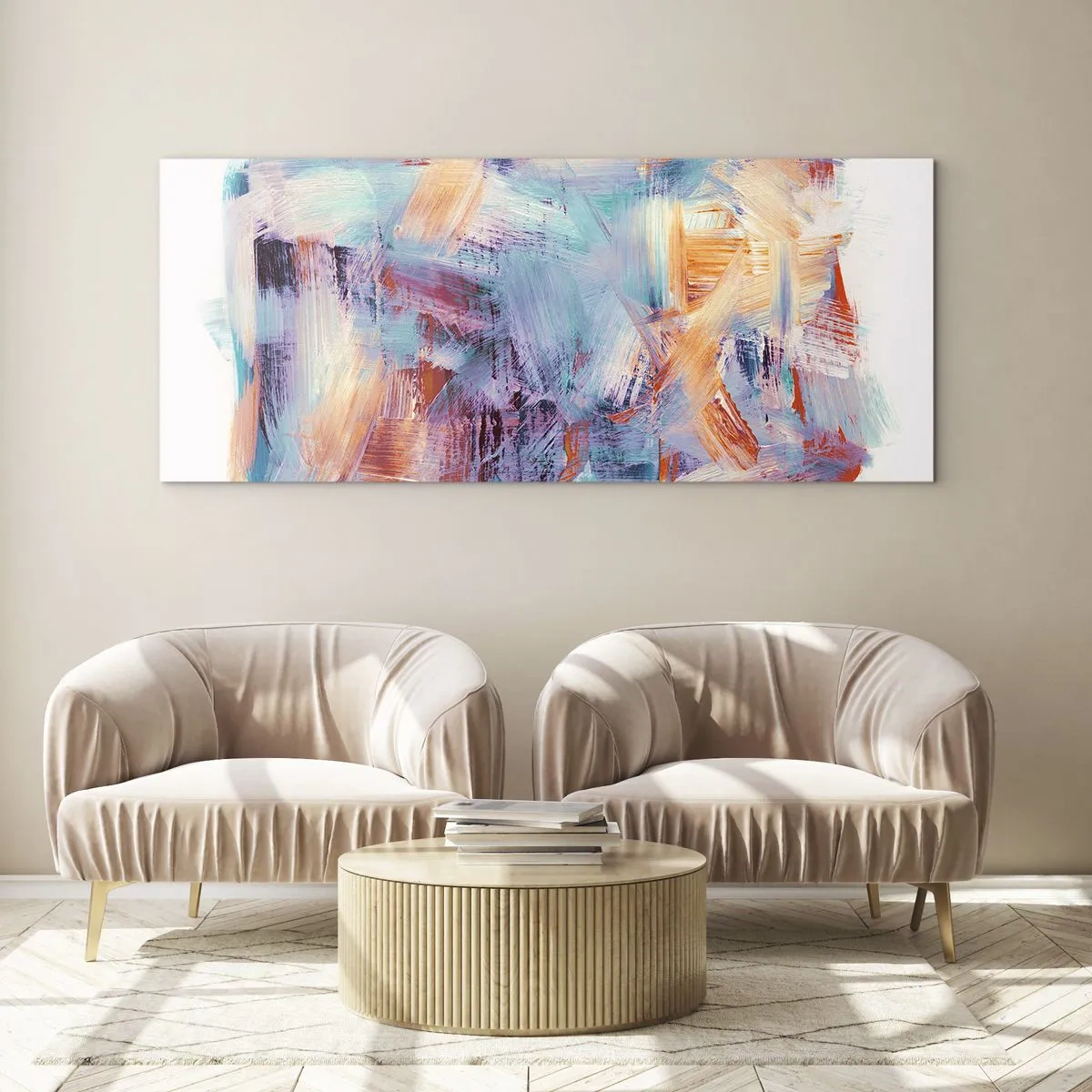 Quadro em vidro - Uma bagunça colorida - 140x50 cm