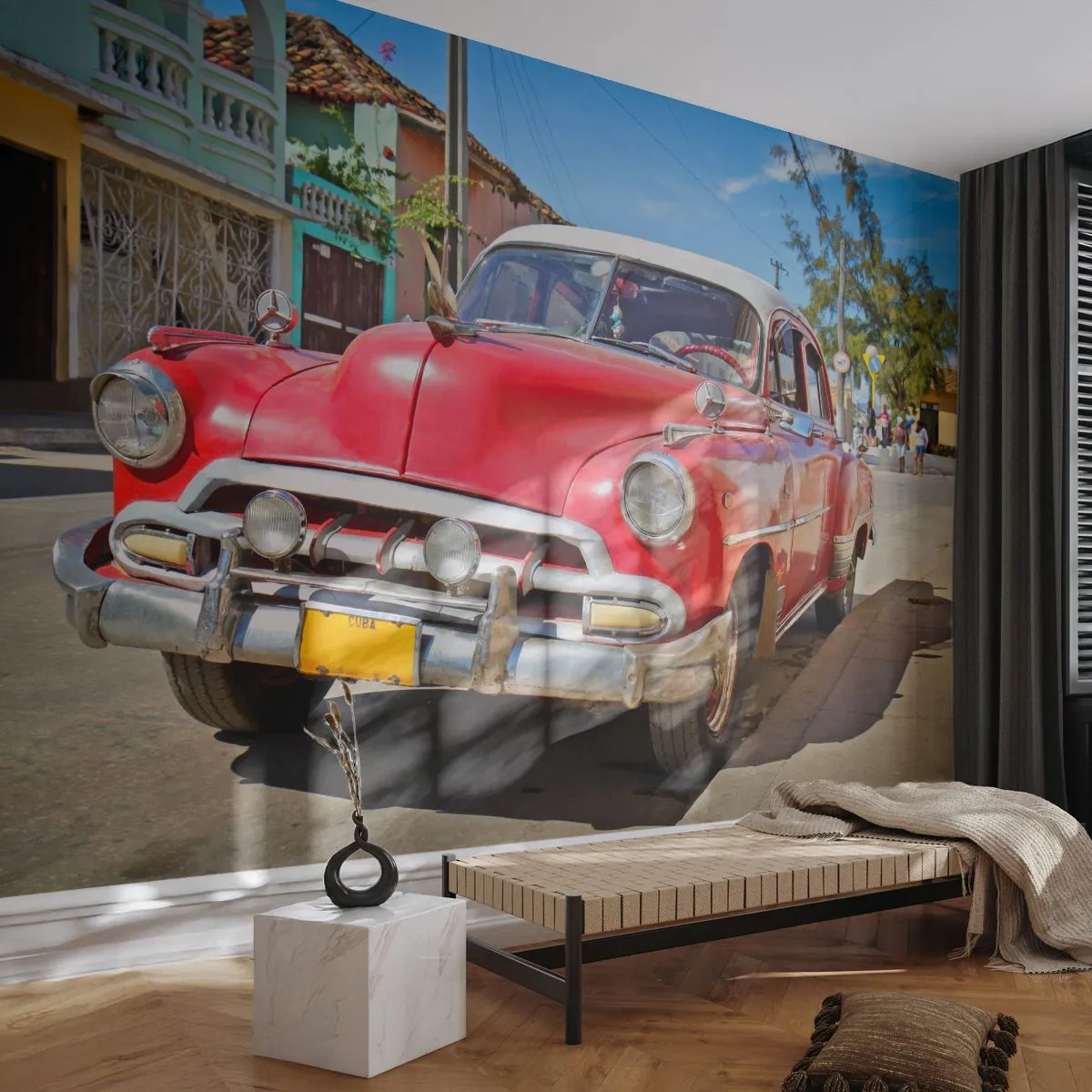 Papel de Parede Premium Sand - Apenas em Cuba - Automotivo, Carro antigo, Arquitetura - 100x70 cm