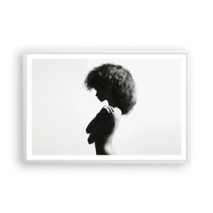 Pôster em moldura branca - Como uma flor em um caule fino - 91x61 cm