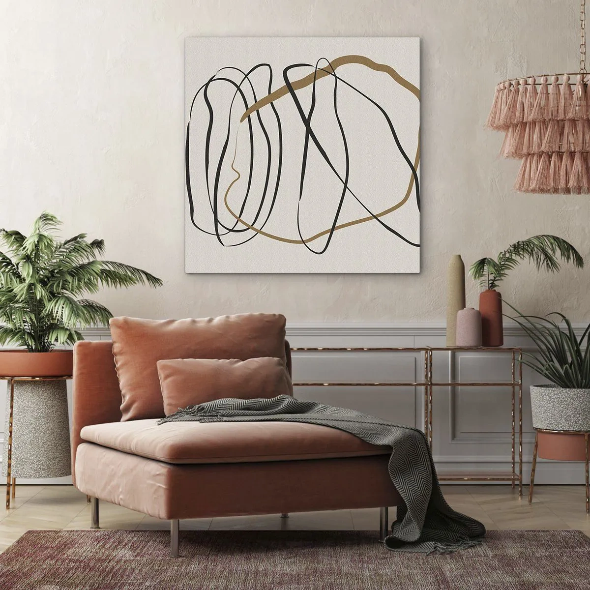 Quadro em tela - Composição – dança em loop - 60x60 cm