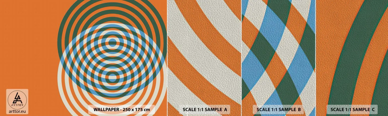 Amostra de papel de parede Premium Sand - Variação circular abstrata - Abstração, Pedaço, Distritos - 100x30 cm