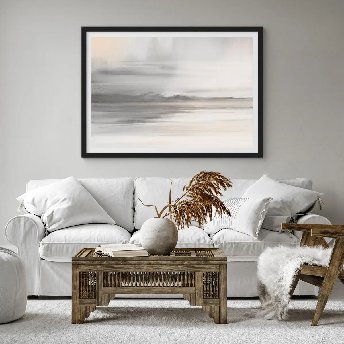 Pôster com moldura preta - Distância pensativa - 91x61 cm