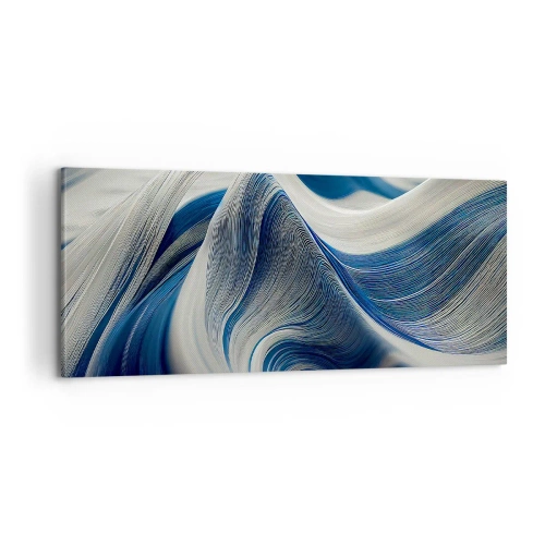 Quadro em tela - A fluidez do azul e do branco - 100x40 cm