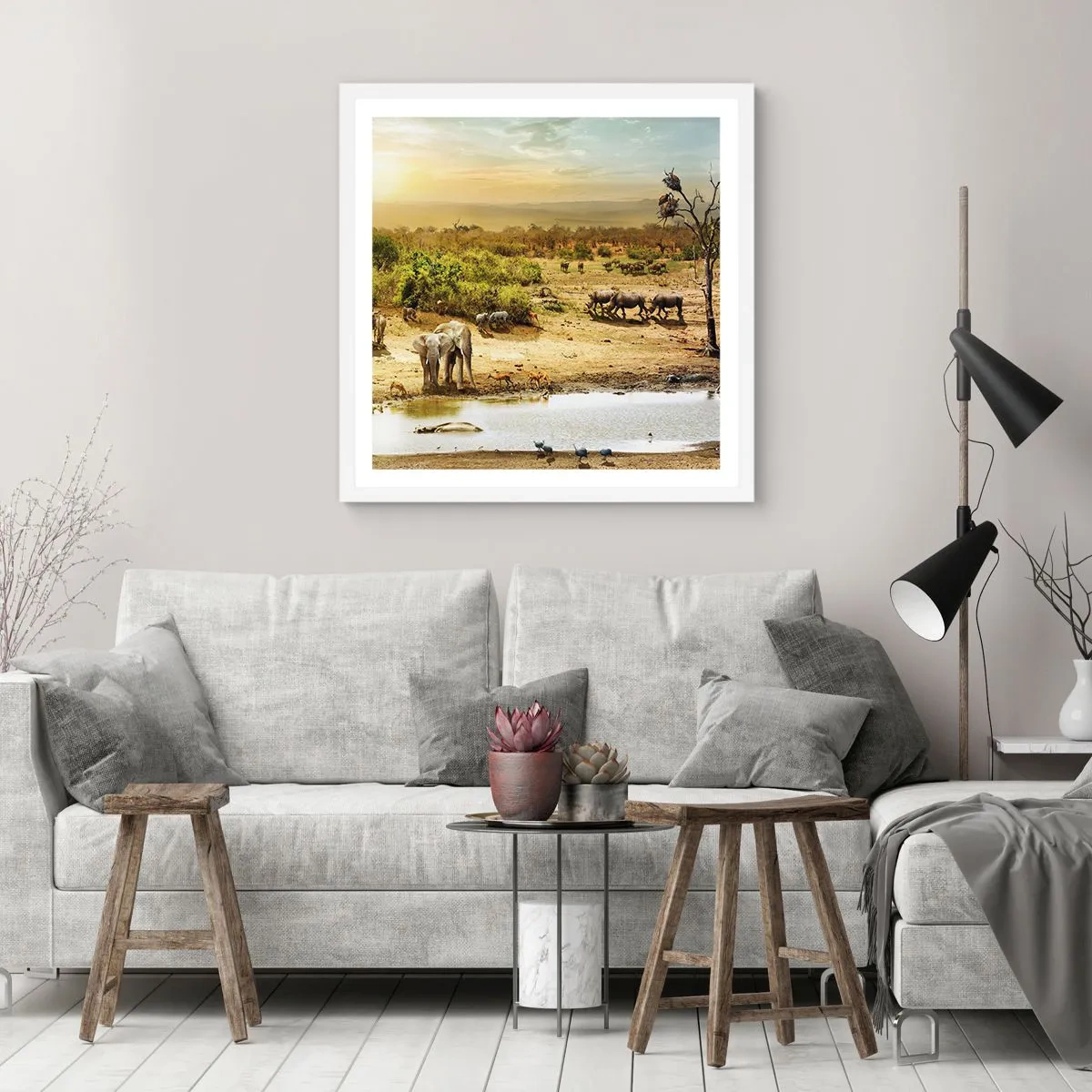 Pôster em moldura branca - Um rio corria no Éden... - 60x60 cm