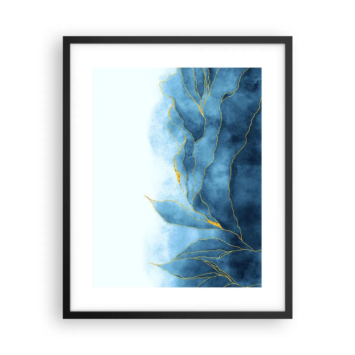 Pôster com moldura preta - Azul dourado - 40x50 cm