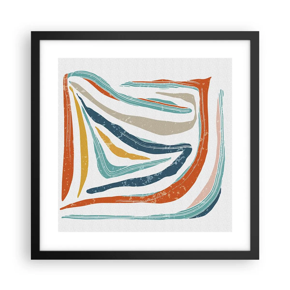 Pôster com moldura preta - Abstração com um sorriso amigável - 40x40 cm