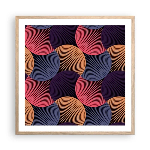 Pôster com moldura de carvalho claro - Num ritmo circular - 60x60 cm