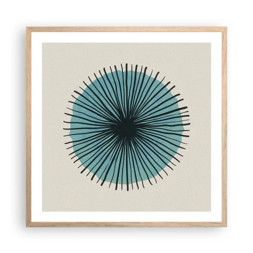 Pôster com moldura de carvalho claro - Radiante sobre o azul - 60x60 cm