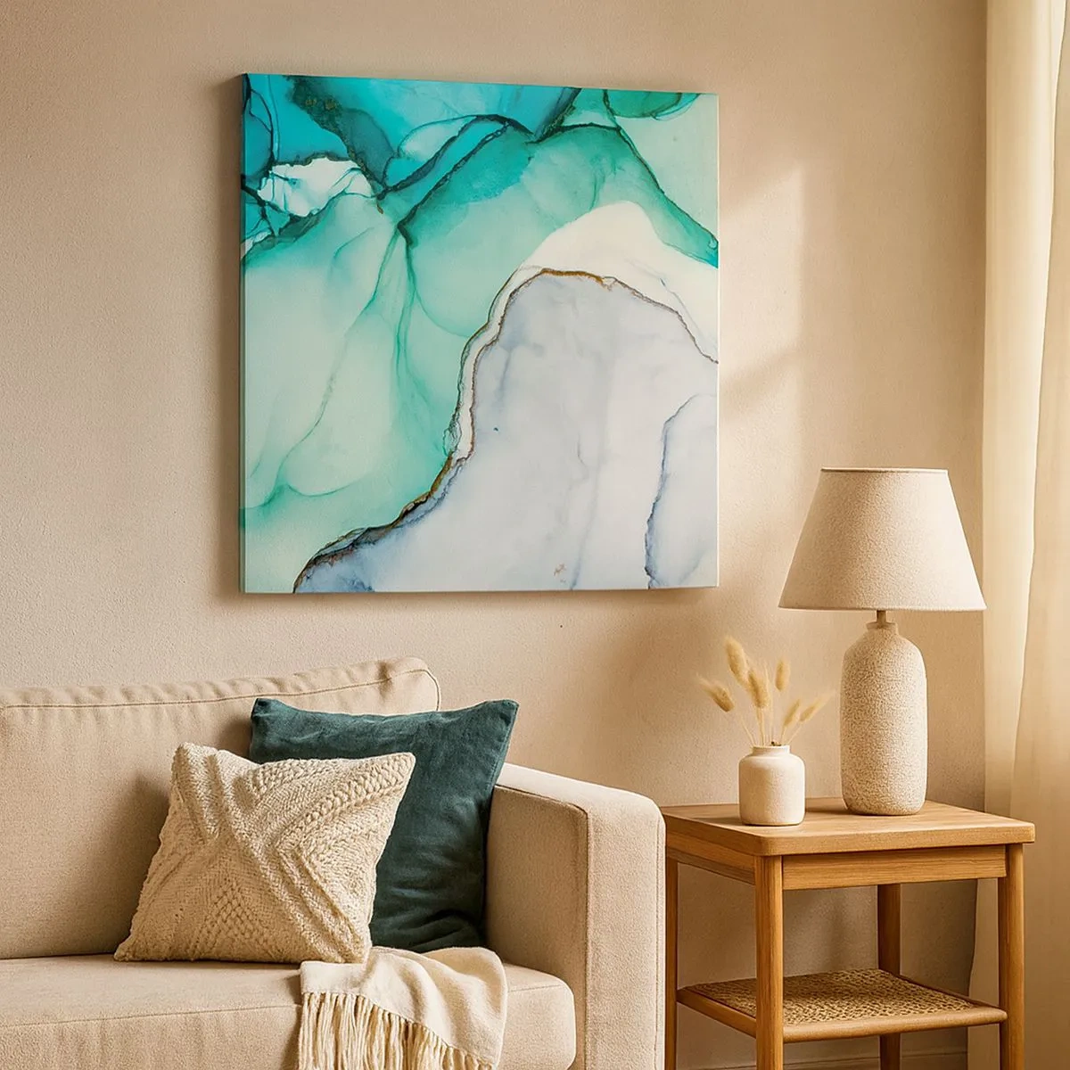 Quadro em tela - Estudo em turquesa - 30x30 cm