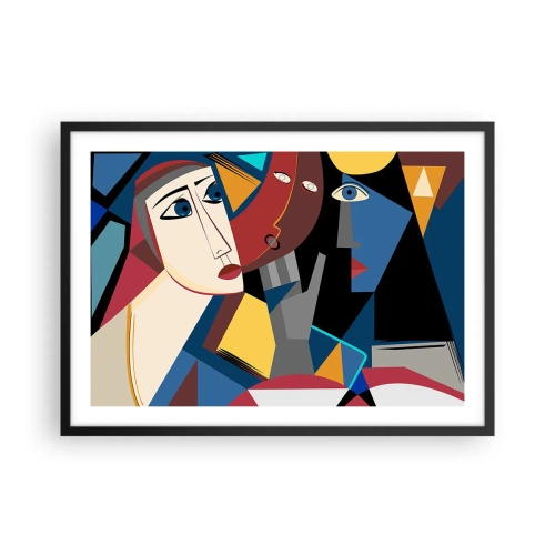 Pôster com moldura preta - Uma conversa entre cubistas - 70x50 cm