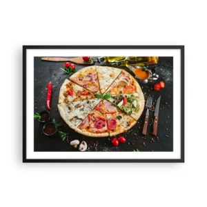 Pôster com moldura preta - Gama de sabores - 70x50 cm