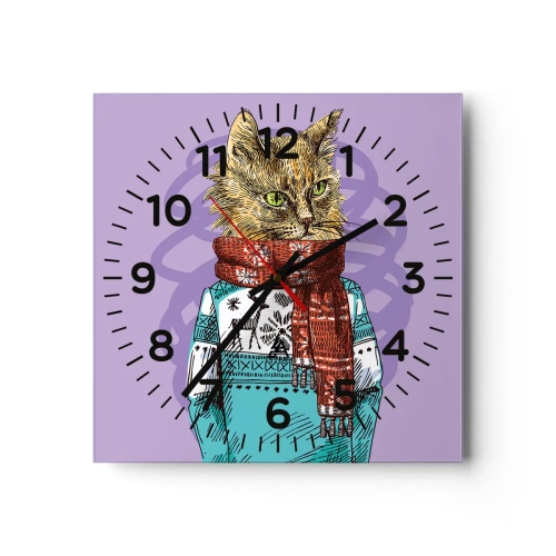 Relógio de parede - Relógio em vidro - Gato não só de botas - 30x30 cm