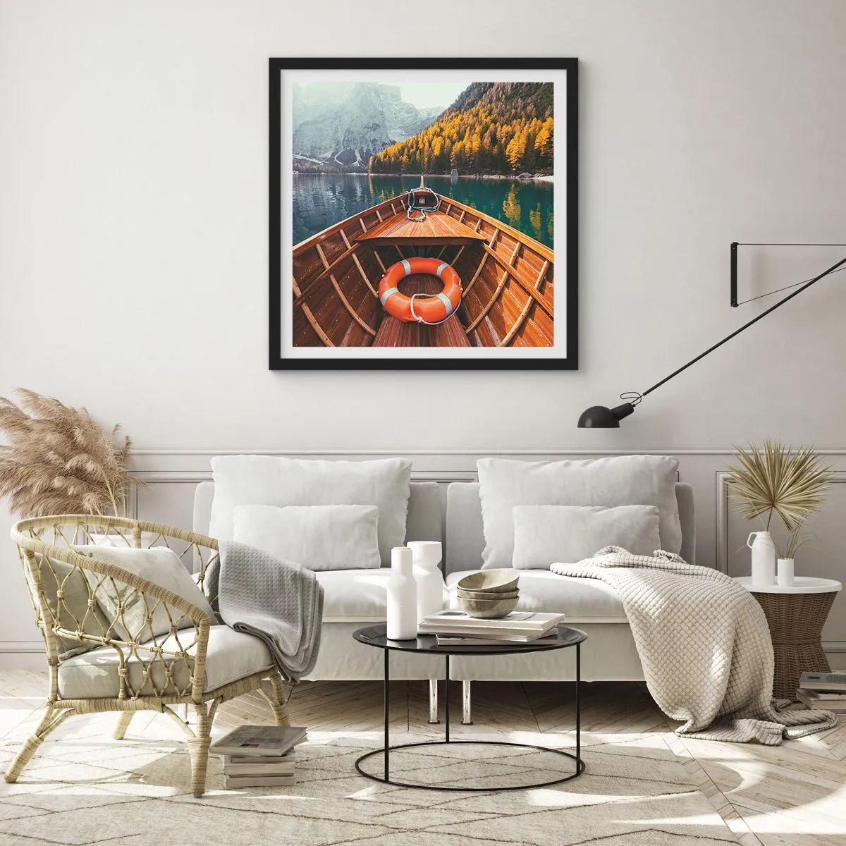 Pôster com moldura preta - Excursão na montanha - 60x60 cm