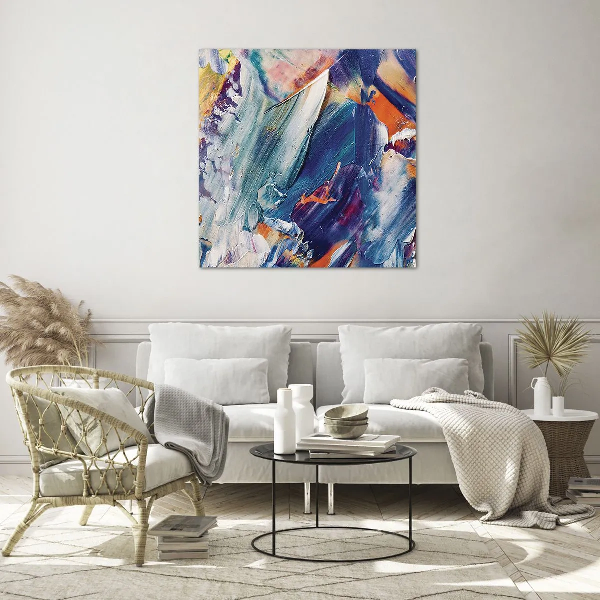 Quadro em vidro - Confusão de cores - 40x40 cm