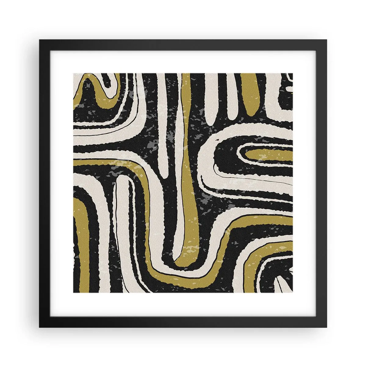 Pôster com moldura preta - Composição: estradas e becos - 40x40 cm