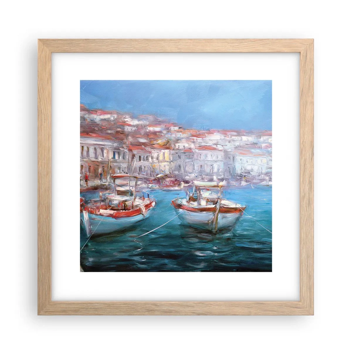 Pôster com moldura de carvalho claro - Baía italiana - 30x30 cm