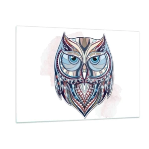 Quadro em vidro - Coruja ornamental requintada - 120x80 cm