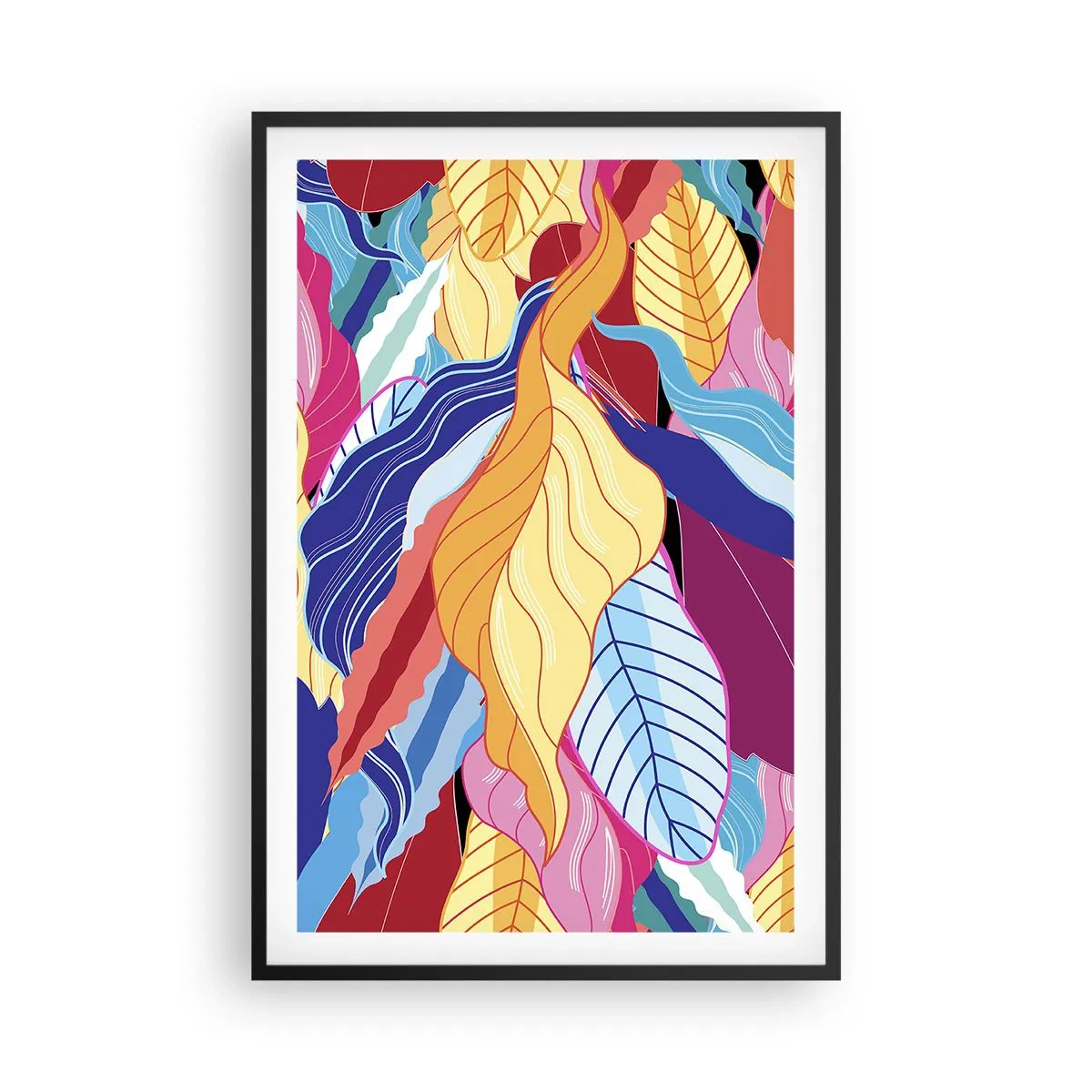 Pôster com moldura preta - Bagunça colorida - 61x91 cm