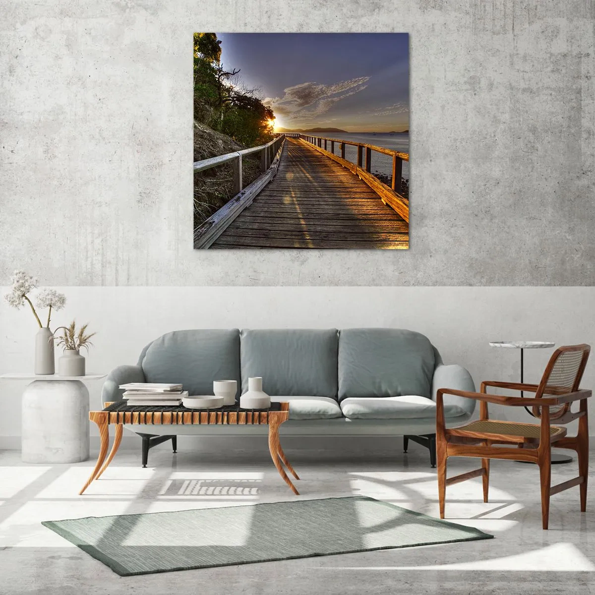 Quadro em vidro - Caminhada constante em direção ao sol - 30x30 cm