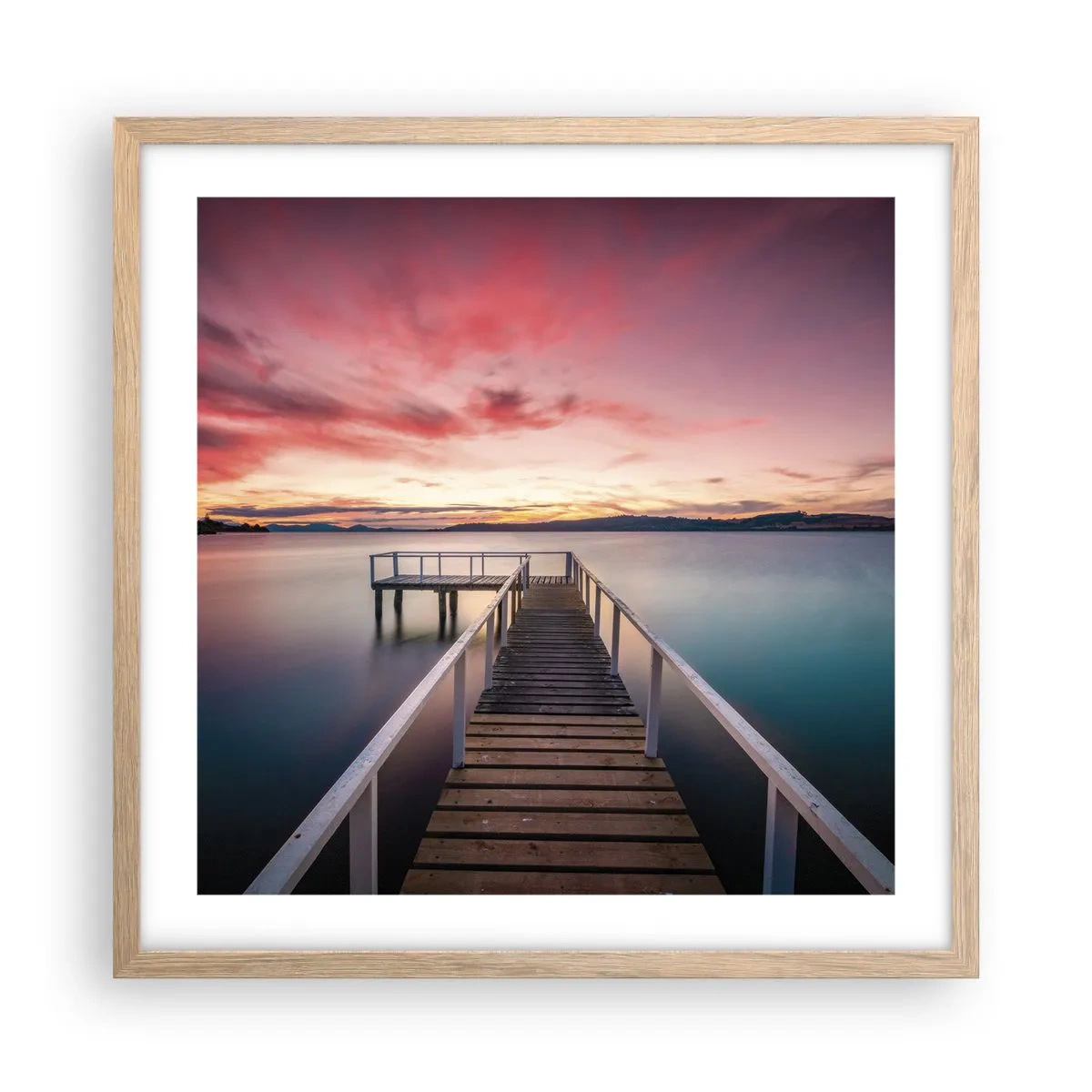 Pôster com moldura de carvalho claro - A chama suave da noite - 50x50 cm