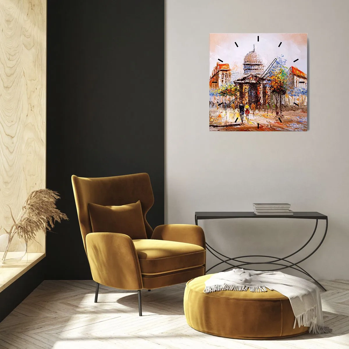 Relógio de parede - Relógio em vidro - Passeio por Paris - 30x30 cm