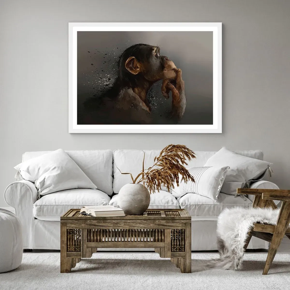 Pôster em moldura branca - Certamente um pensador - 100x70 cm