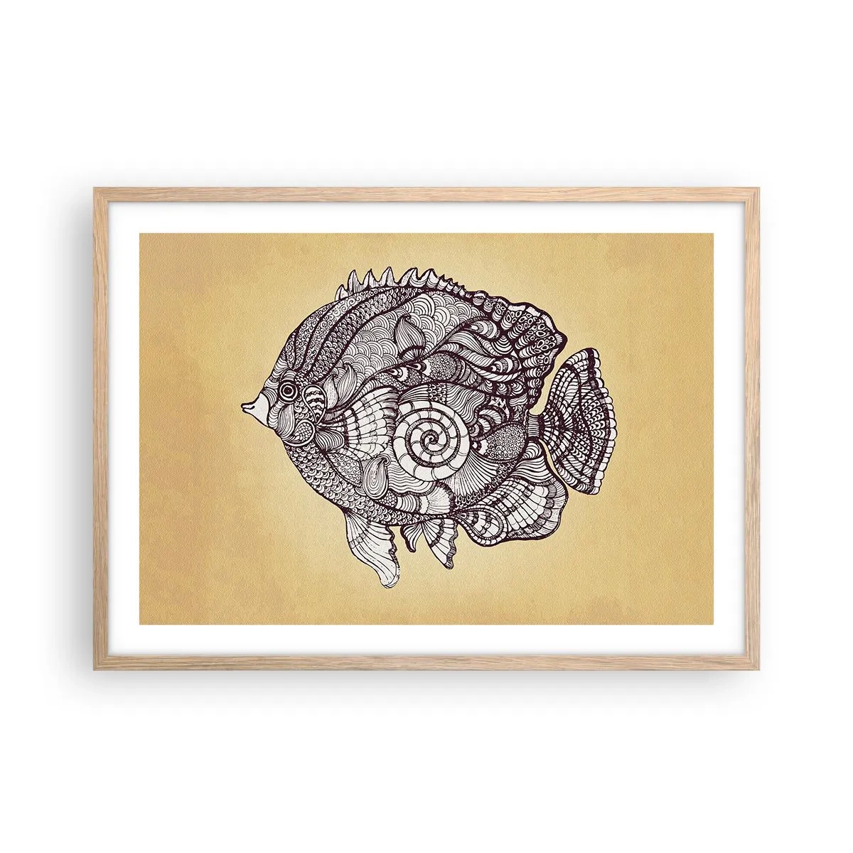 Pôster com moldura de carvalho claro - De um oceano de enfeites - 70x50 cm