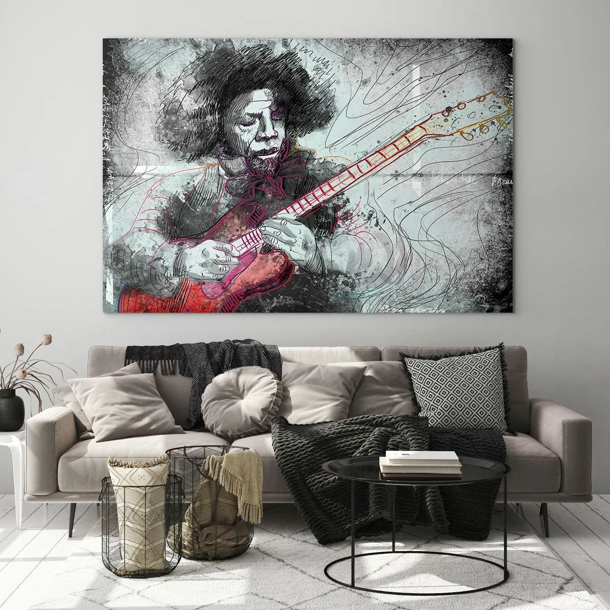 Quadro em vidro - Nas ondas da música - 100x70 cm