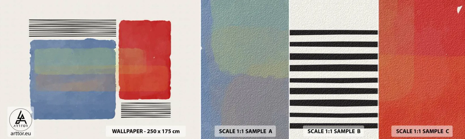 Amostra de Papel de Parede Standard Eco - A alma da geometria - Abstração, Pedaço, Arte Moderna. - 100x30 cm