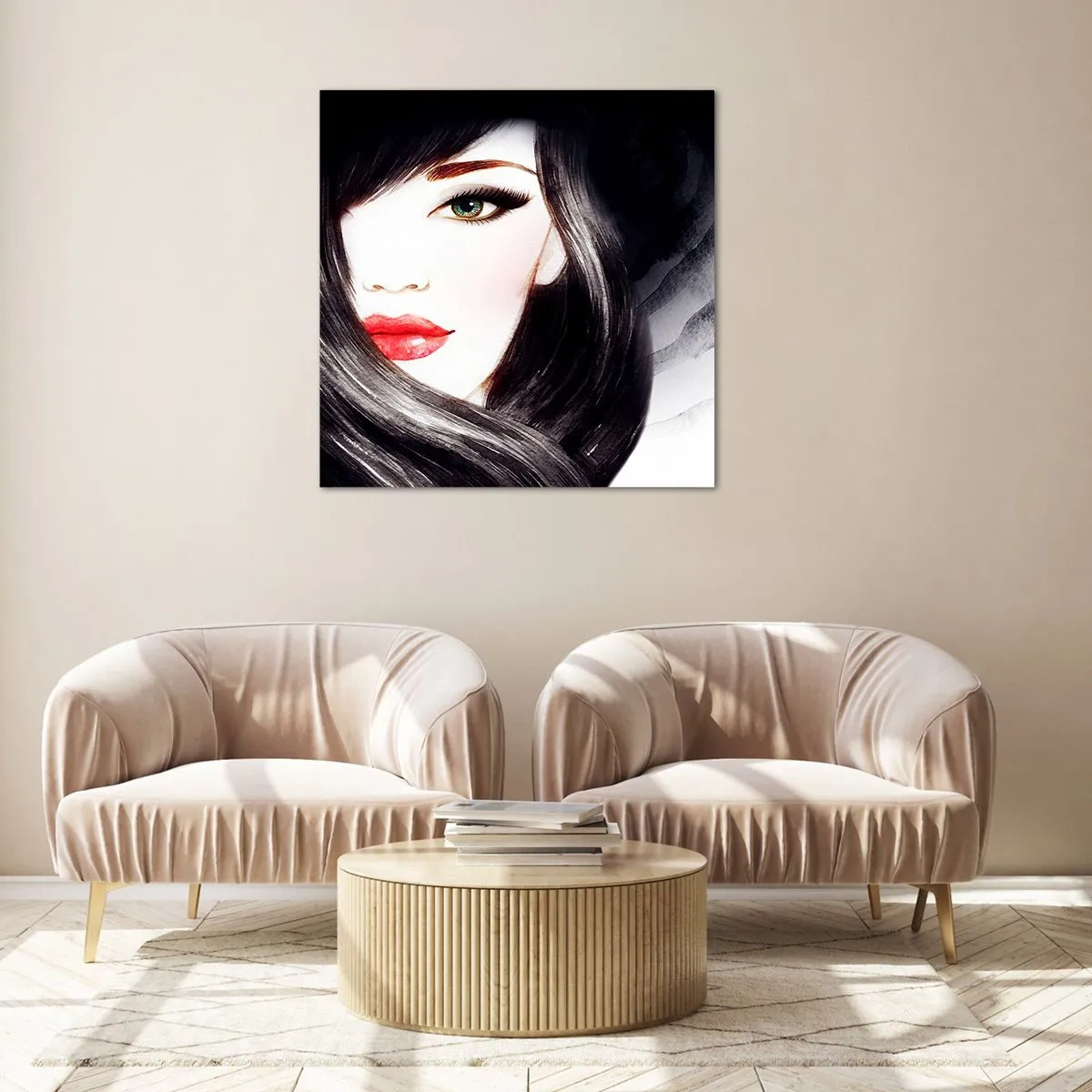 Quadro em vidro - Olhar de safira - 50x50 cm