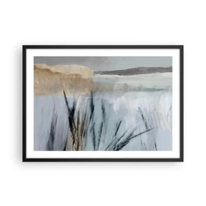 Pôster com moldura preta - Campos de inverno - 70x50 cm
