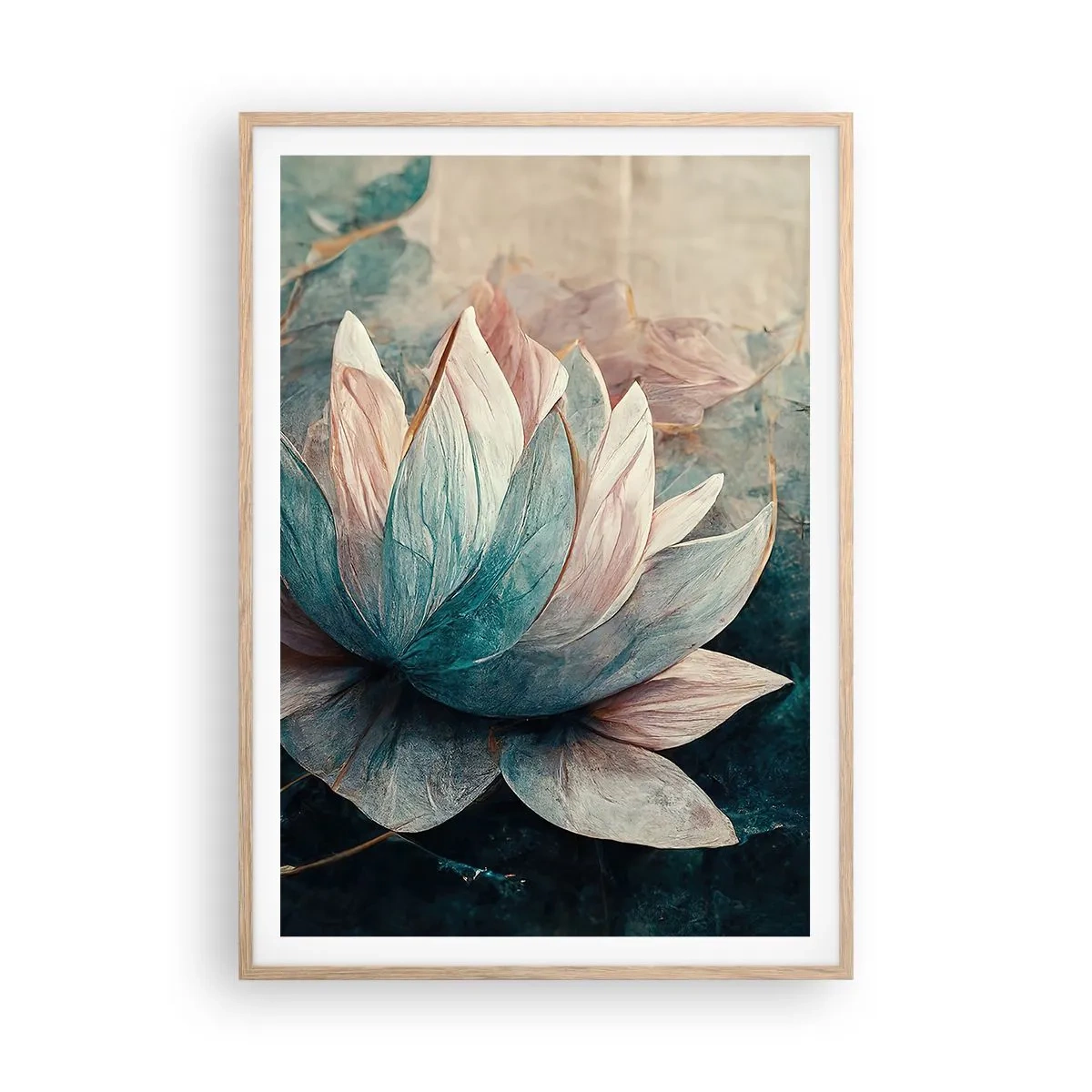 Pôster com moldura de carvalho claro - Estrelas do lago - 70x100 cm