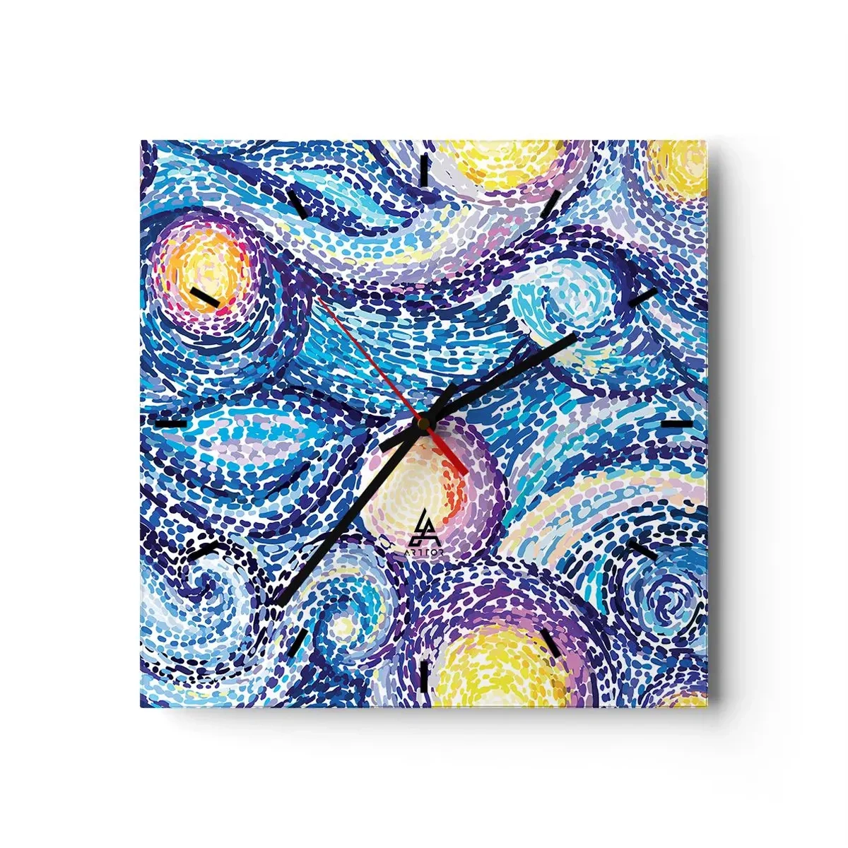 Relógio de parede - Relógio em vidro - De um quadro de van Gogh - 30x30 cm