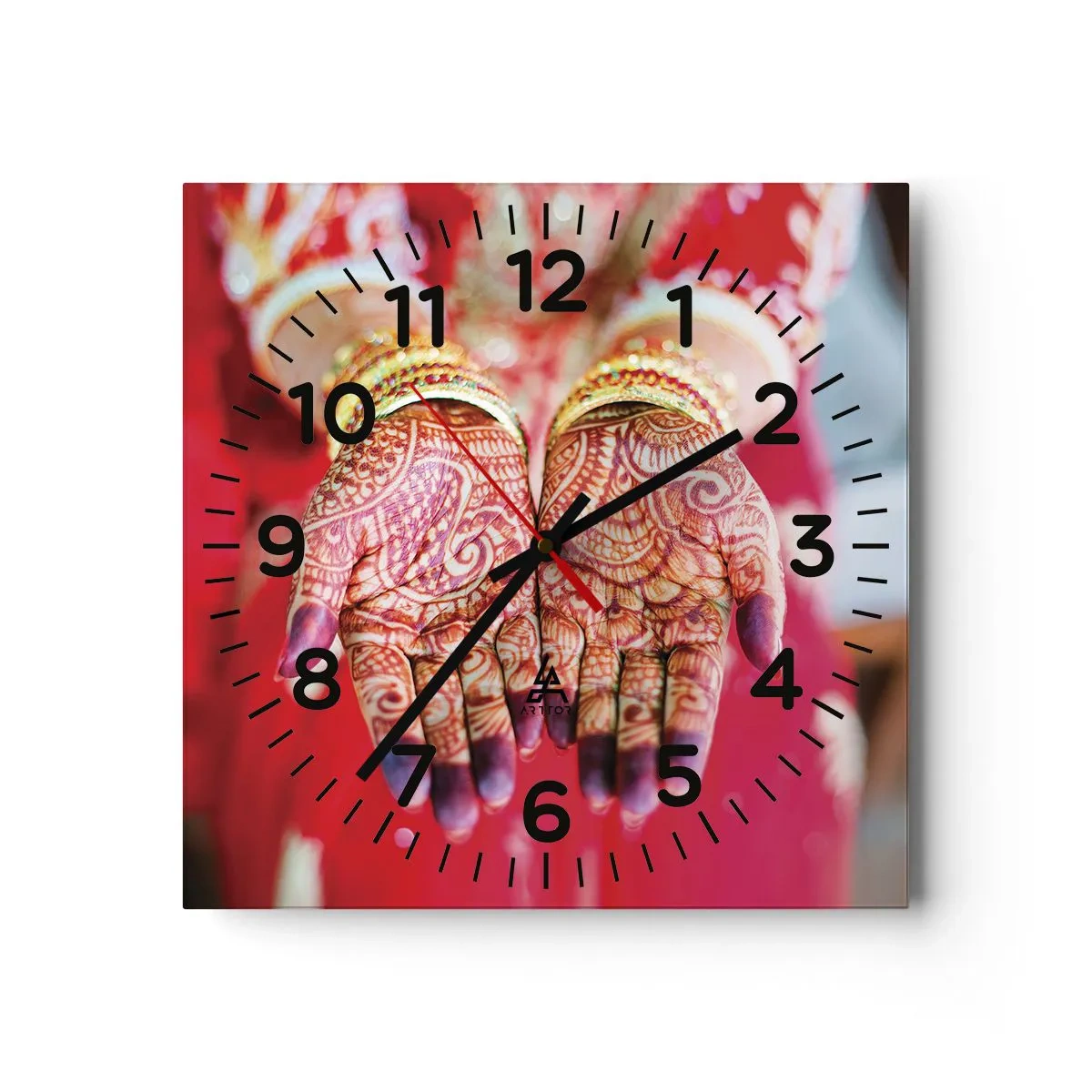 Relógio de parede - Relógio em vidro - Pronto para alcançar a felicidade - 40x40 cm