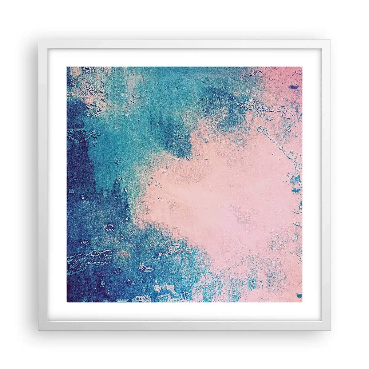 Pôster em moldura branca - Abraço azul - 50x50 cm