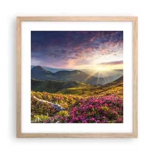 Pôster com moldura de carvalho claro - A frescura de uma manhã nas montanhas - 40x40 cm