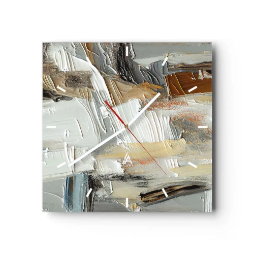 Relógio de parede - Relógio em vidro - Camadas coloridas - 30x30 cm