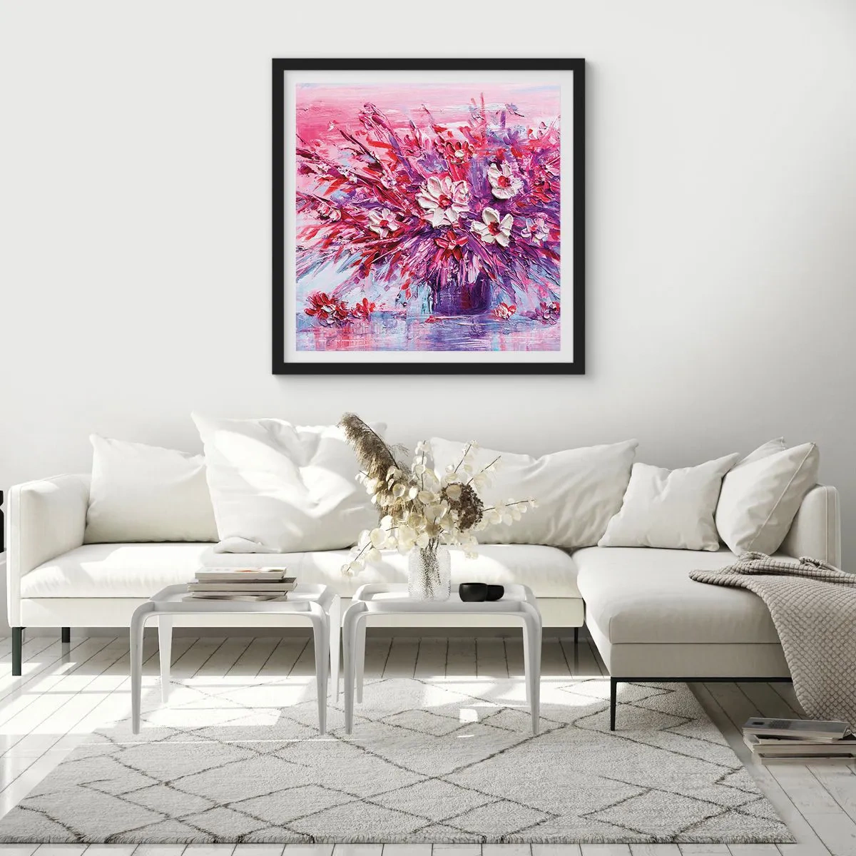 Pôster com moldura preta - Inocência e paixão - 50x50 cm